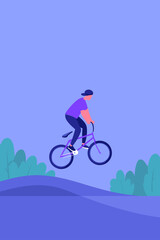 Naklejka premium BMX Rider Soaring Over Smooth Asphalt Pump Track Waves