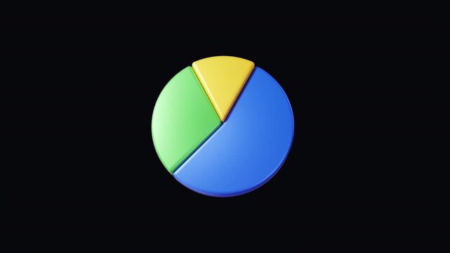3d render Circle section graph, donut and pie chart infographic Icon Set isolated animation with green screen