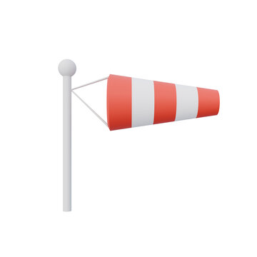 Red and White Windsock 3D Illustration