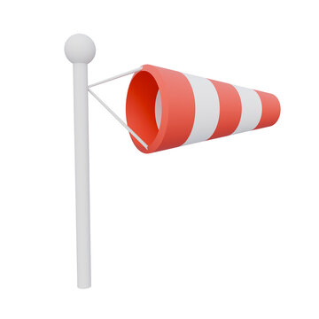 red and White Windsock 3D Illustration