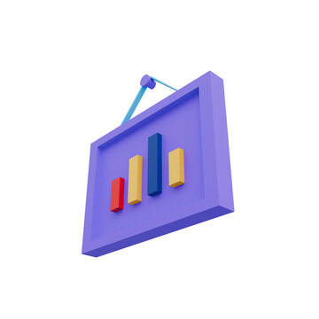 Framed Bar Chart 3D Illustration
