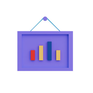 Framed Bar Chart 3D Illustration