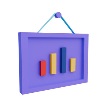 Framed Bar Chart 3D Illustration
