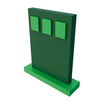 Green Board with Three Squares 3D Illustration