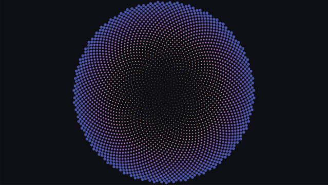 Fibonacci golden ratio spiral dot pattern on dark background