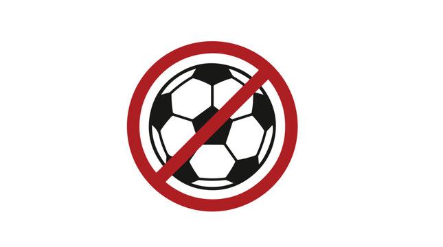 No Soccer Icon Representing Restriction, Rule, or Prohibition in Minimal Vector Style