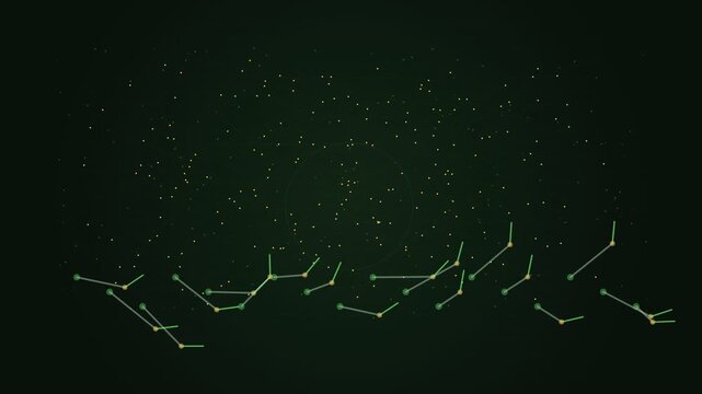 Abstract representation of constellations and stars in the night sky.