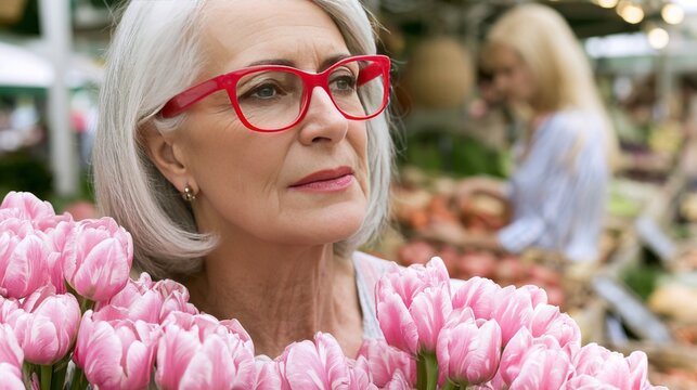 Woman Choosing Vegetables At Open-Air Market Variant Two