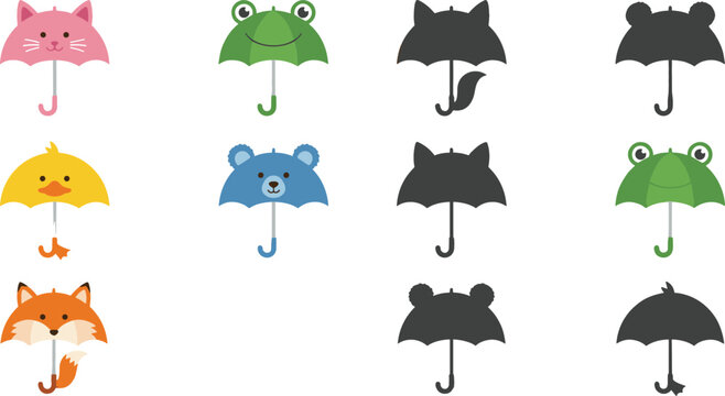 set of vector silhouettes of birds
