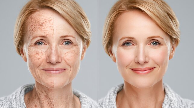 Woman Before And After Skincare Transformation Variant Two