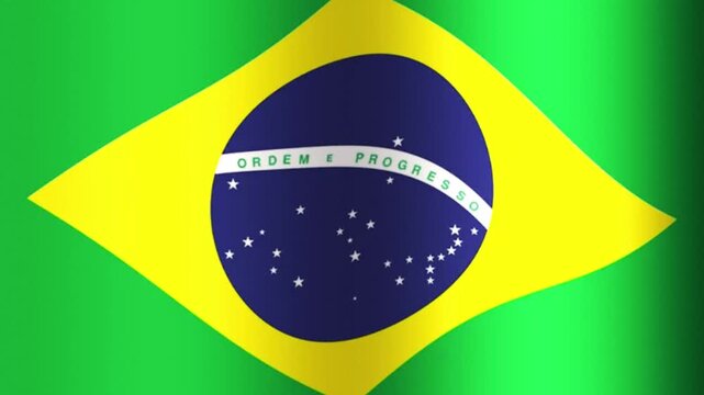 Confetti falling on a waving Brazilian flag, celebrating national pride and festive occasions.