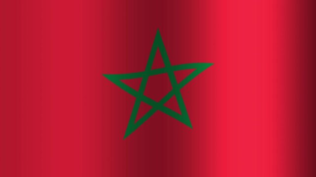 Morocco Flag With Green Star On Red Background.