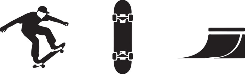 Skateboarder performing trick on ramp © Ranaart