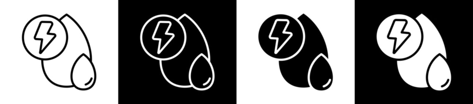 Water Energy Line And Glyph Icon In Black White Background    