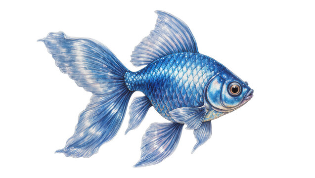 Blue Betta Fish with Flowing Fins