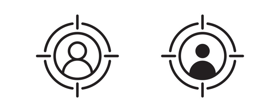 Customer Centricity Icon Set in Outline and Solid Style, Vector Illustration