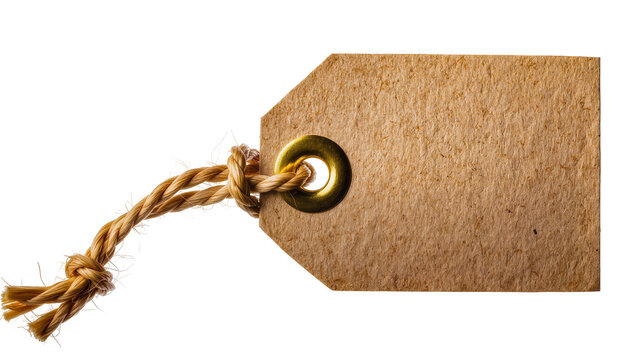 Kraft paper tag with twine and brass grommet