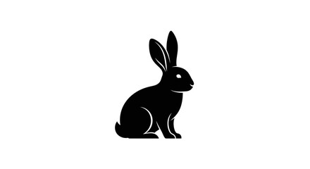 Fototapeta premium Black Rabbit Silhouette Icon on White Background