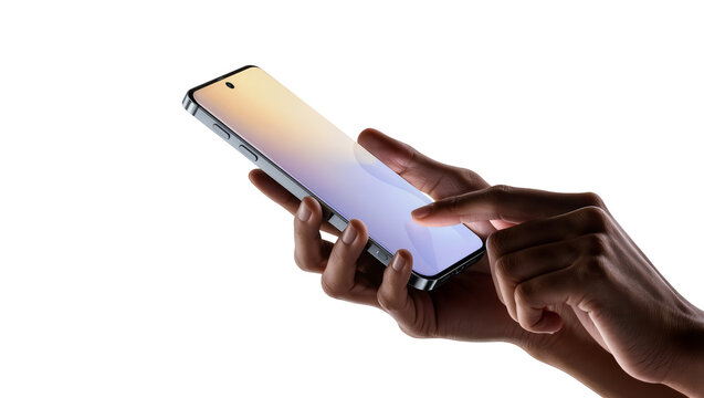 Hand holding modern smartphone with colorful screen display