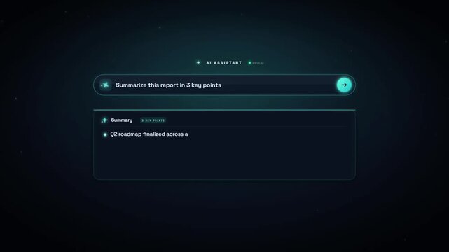 AI assistant chatbot generating a three point report summary from a text prompt interface
