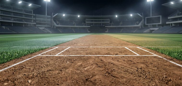 Dirt cricket pitch arena, brown cricket lawn, empty cricket venue, cricket ground architecture, professional cricket sport, cricket arena lighting, sport background, evening cricket ground
dirt, crick
