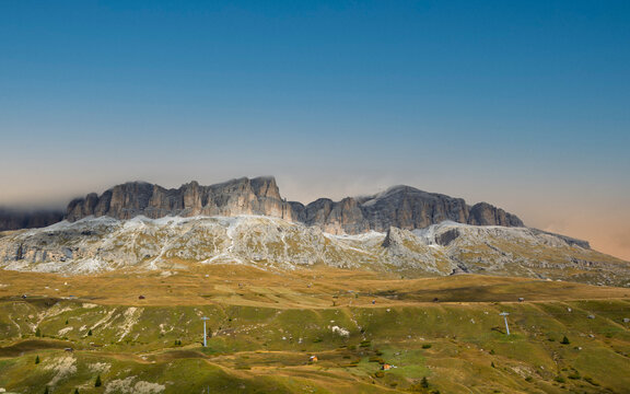 The fantastic Sella Group seen from the Pordoi Pass in the Belluno Dolomites