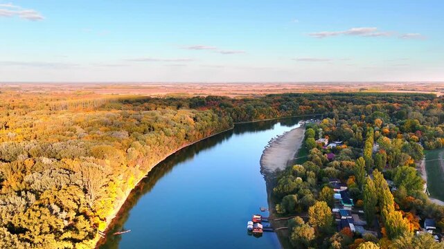 Tisza and Cris River in autumn, Csongrad, Hungary
