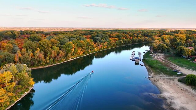 Tisza and Cris River in autumn, Csongrad, Hungary