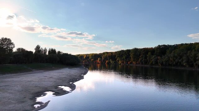 Tisza and Cris River in autumn, Csongrad, Hungary