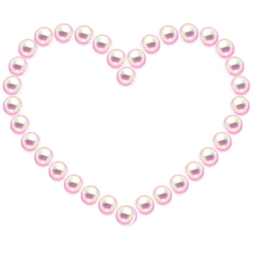 Coquette Pink Pearl Heart Frame. Romantic Heart-Shaped Pearl Border for Valentine's Day, wedding invitations, and luxury branding projects seeking a trendy, girly, or "cutecore" aesthetic. 
