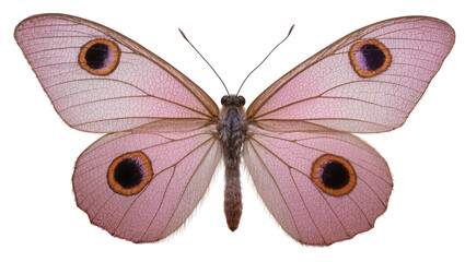 Pink butterfly with large eyespots on wings © Rowena