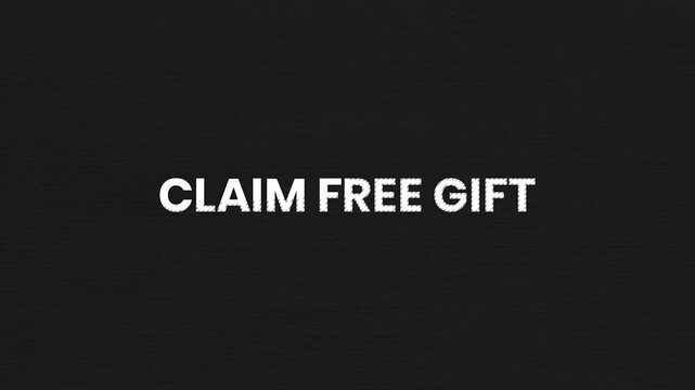 Claim Free Gift Vintage Text Animation 4K Giveaway Promotion Visual for Customer Acquisition and Reward Marketing Campaigns