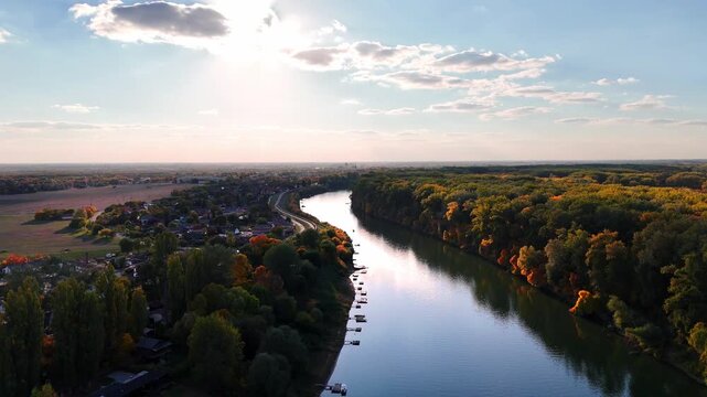 Tisza and Cris River in autumn, Csongrad, Hungary