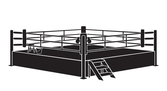 Boxing ring silhouette on a white background a sports arena depiction