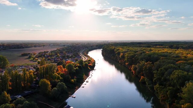 Tisza and Cris River in autumn, Csongrad, Hungary
