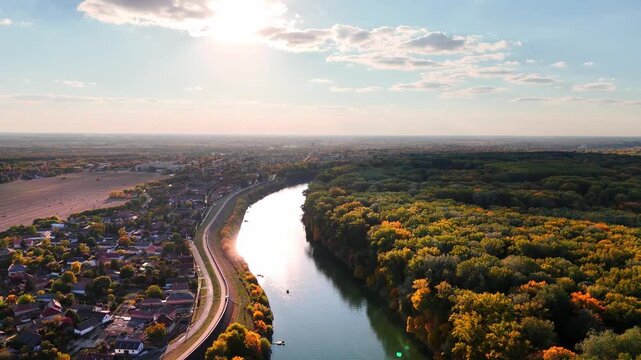 Tisza and Cris River in autumn, Csongrad, Hungary