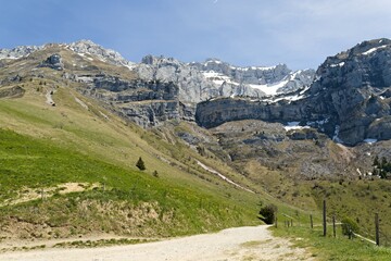 Obraz premium View of La Tournette mountain 2,351 meters high in the Bornes Massif. Haute Savoie. France. Europe.
