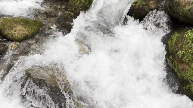 Sissu Falls in the Chandra valley observed from Leh - Manali highway, Himalayas, Jammu and Kashmir, Northern India.