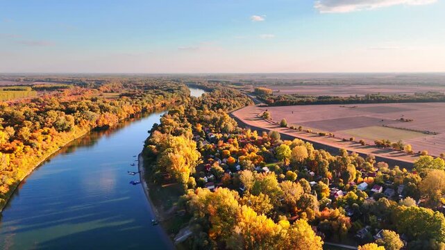 Tisza and Cris River in autumn, Csongrad, Hungary