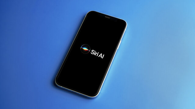 Siri AI displayed on a mobile phone screen: Delhi, India - June 01 2025
