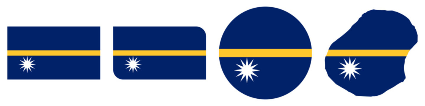 nauru circular flag, nauru rectangular flag, nauru map flag flat icon