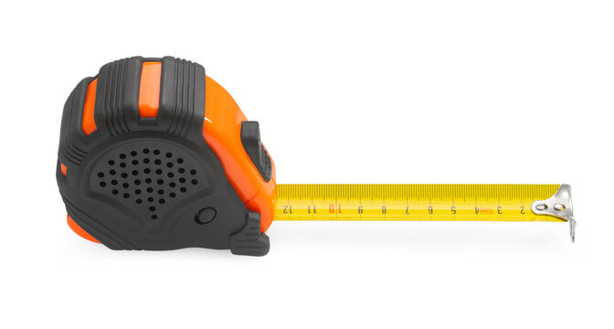 Construction tape measure clipping path isolated on white background