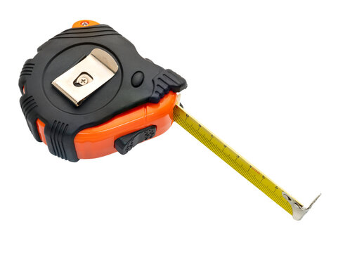 Construction tape measure clipping path isolated on white background