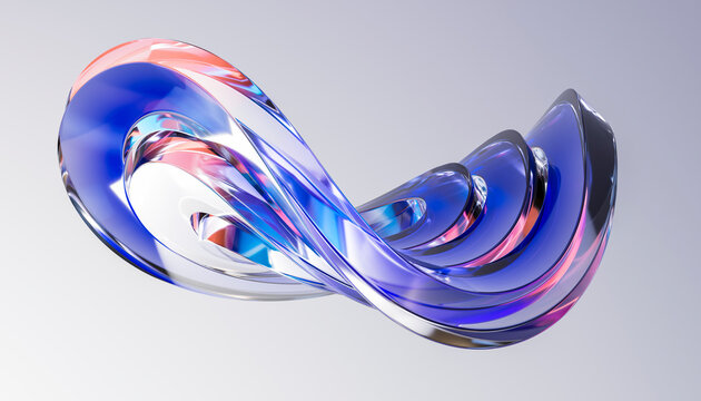 Infinite 3D crystal loop with layered blue reflections.