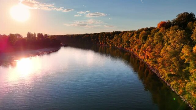 Tisza and Cris River in autumn, Csongrad, Hungary