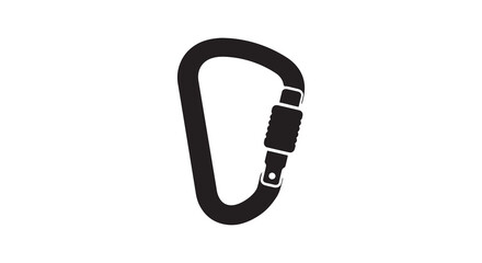 Carabiner Silhouette On White Background A Climbing Safety Device © MD