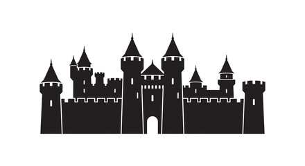Castle Silhouette On White Background Detailed Architectural Shape © MD