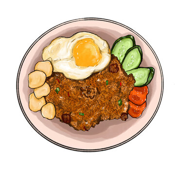 Drawing of fried rice with eggs