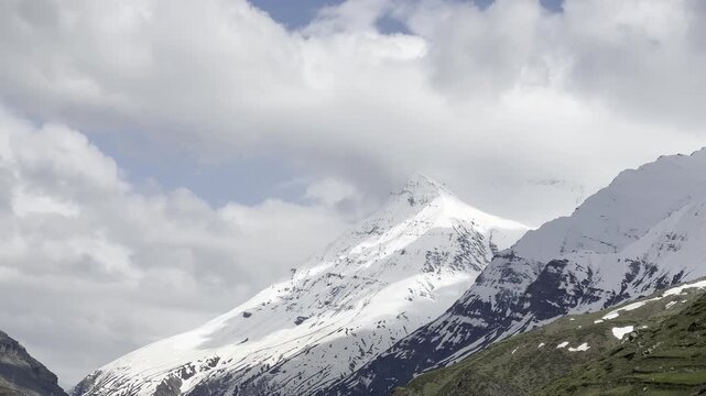 Sissu Falls in the Chandra valley observed from Leh - Manali highway, Himalayas, Jammu and Kashmir, Northern India.