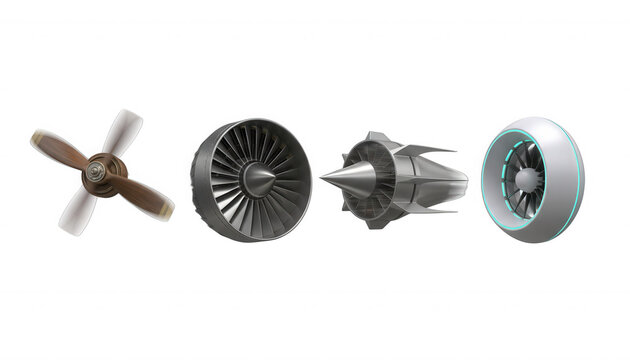 Set of Various Aircraft Propulsion Engines and Propeller Blades